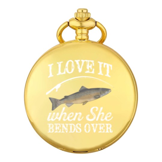 Discover Pacific Salmon I Love It When She Bends Over Fishing Humor Pocket Watches