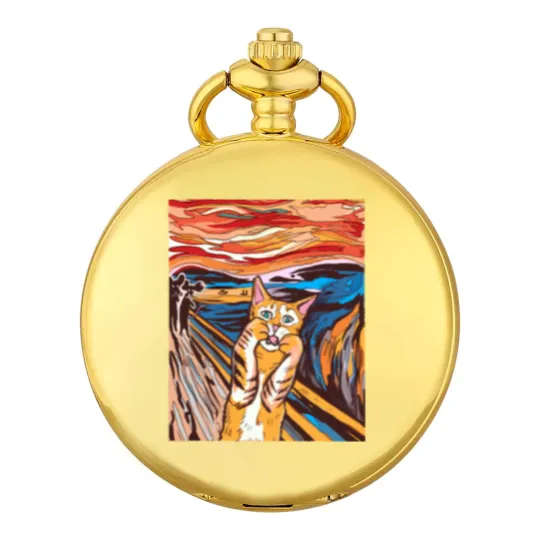 Discover Scream Pocket Watches Funny Tabby Cat Scream Edvard Munch's Painting The Scream