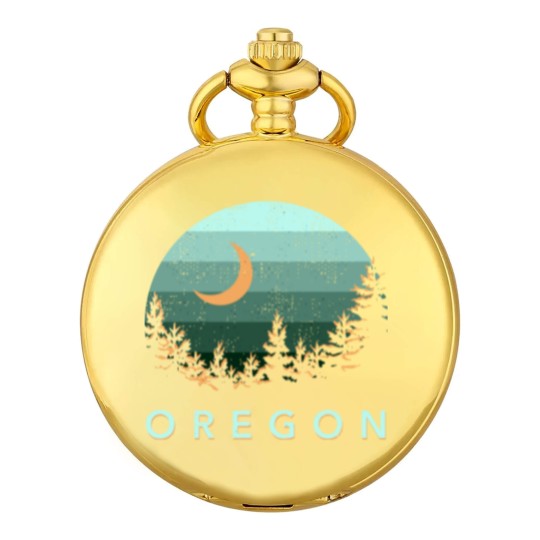 Discover Oregon Vintage Sunset Outdoors Hiking Souvenir Pocket Watches