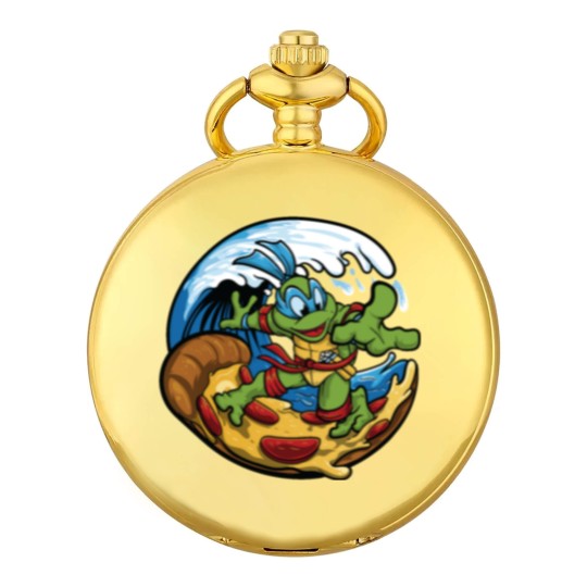 Discover ninja turtles surfing pizza Pocket Watches