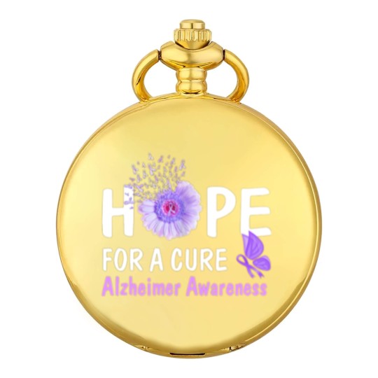 Discover Hope For A Cure Alzheimer's Awareness Flower Gift Pocket Watches