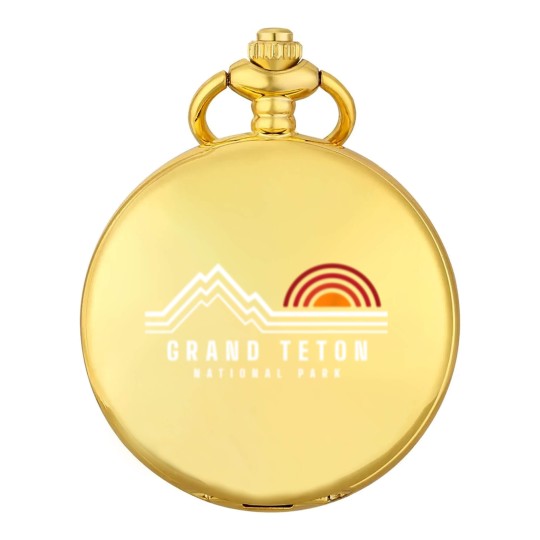 Discover Grand Teton National Park Vintage Mountain Sunset Retro Gift Pocket Watches