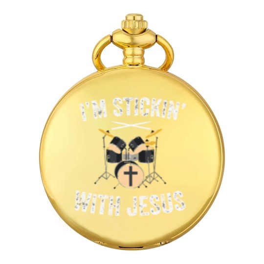 Discover I'M Stickin With Jesus Christian Drummer Drum Stic Pocket Watches
