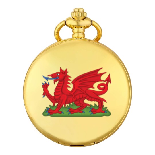 Discover Wales Red Dragon National Flag Symbol Pocket Watches
