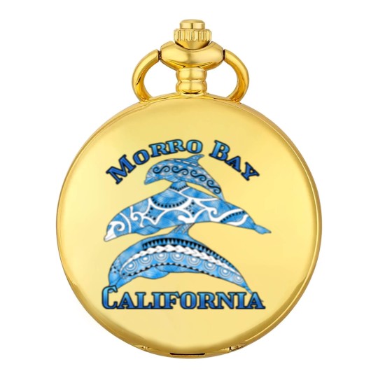 Discover Morro Bay California Vacation Tribal Dolphins Pocket Watches