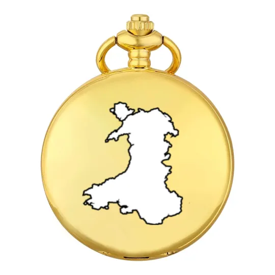 Discover Wales Black Outine Map Pocket Watches