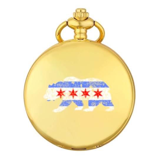 Discover Chicago City Flag Distressed Bear Pocket Watches