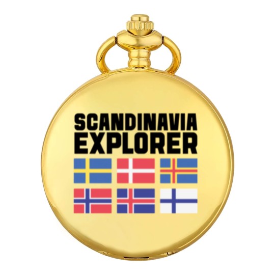 Discover Scandinavia Explorer Flags Iceland Sweden Norway Pocket Watches