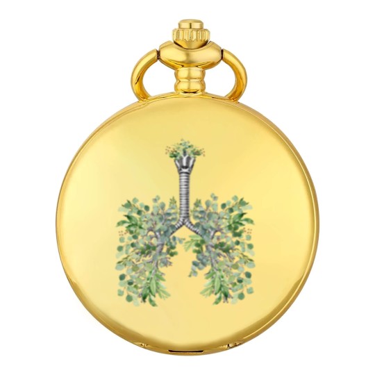 Discover Lung Anatomy, green leaves, Cancer Awareness - Lungs - Pocket Watches