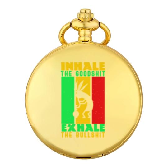 Discover Weed Inhale Goodshit Exhale Bullshit Pocket Watches
