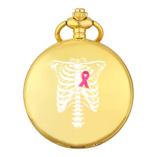 Discover Breast Cancer Awareness Skeleton Wear Pink Ribbonb Pocket Watches