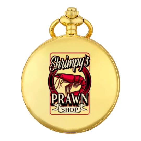 Discover Shrimpy's Prawn Shop Logo. Pawn Shop Prawn Pun Pocket Watches