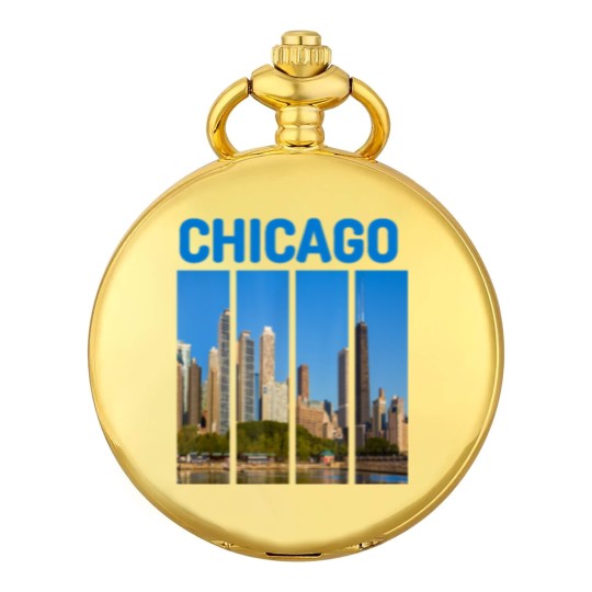 Discover Downtown Chicago Skyline Souvenirs State Illinois Pocket Watches Pocket Watches