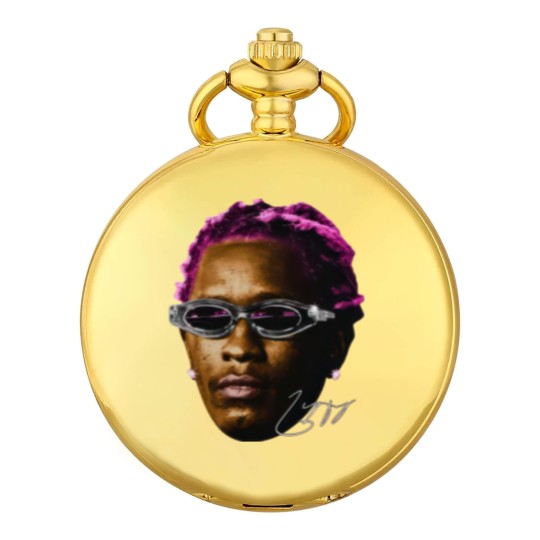 Discover YOUNG THUG Pocket Watches | White Pink Rare Hip Hop Graphic Print