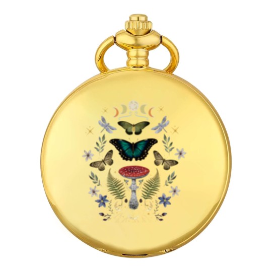 Discover Mystical Forest Floral Celestial Butterfly Pocket Watches for Wizard and Green Witch, Fairy Grunge Mystical Pocket Watches