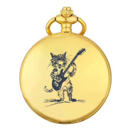 Discover Cat Strumming the Guitar Pocket Watches, Cat Playing Bass Guitar Pocket Watches