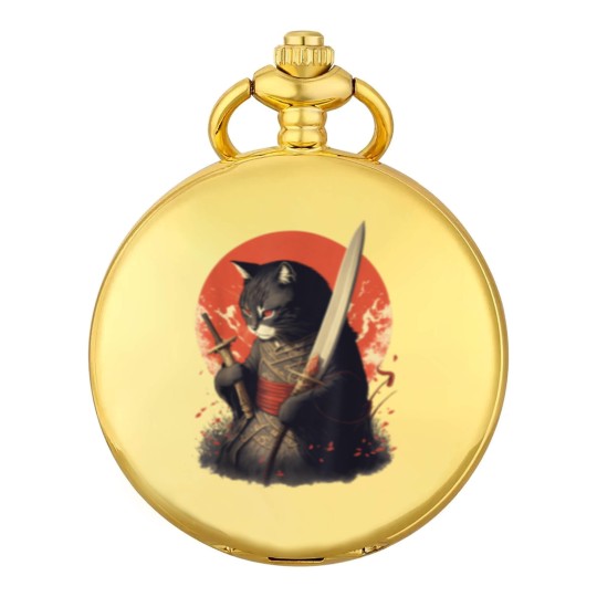 Discover Retro Japanese Samurai Ninja Cat Pocket Watches, Ninja Cat Pocket Watches
