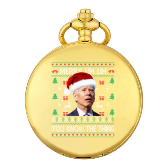 Discover Ugly Christmas Biden Merry Uh Uh You Know The Thing Pocket Watches