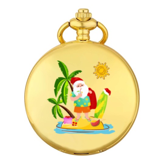 Discover Santa Surfing Christmas in July Summer Surf Gift Pocket Watches