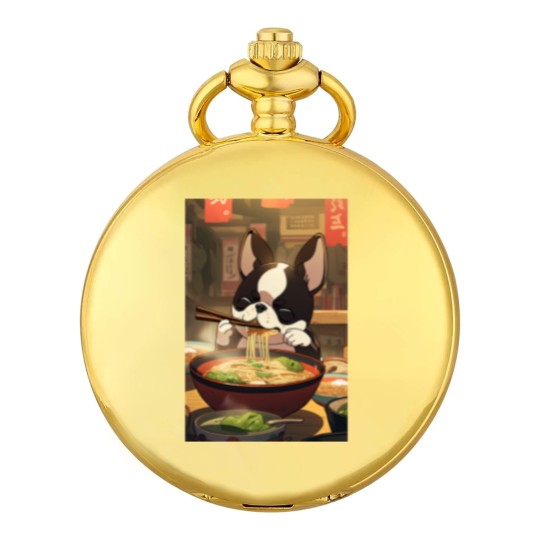 Discover Boston Terrier Eating Ramen Pocket Watches