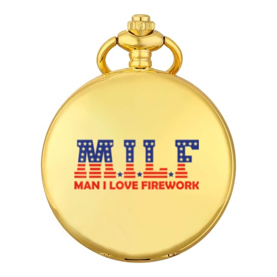 Discover MILF Man I Love Fireworks Funny American 4th Of July Men Pocket Watches
