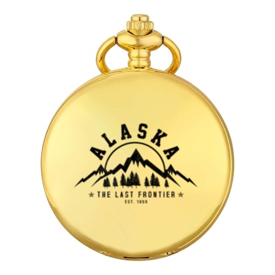 Discover Alaska The Last Frontier Est. 1959 Mountains Nature Gift Pocket Watches