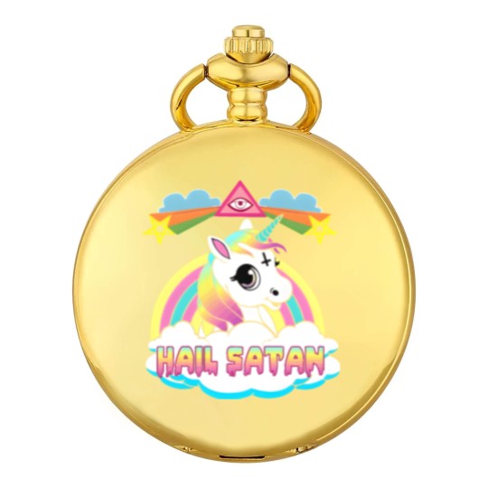 Discover Hail Satan Unicorn Rainbow Painting Drawing Design Pocket Watches