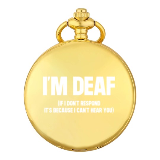 Discover I'm Deaf Warning White Version - Deaf - Pocket Watches