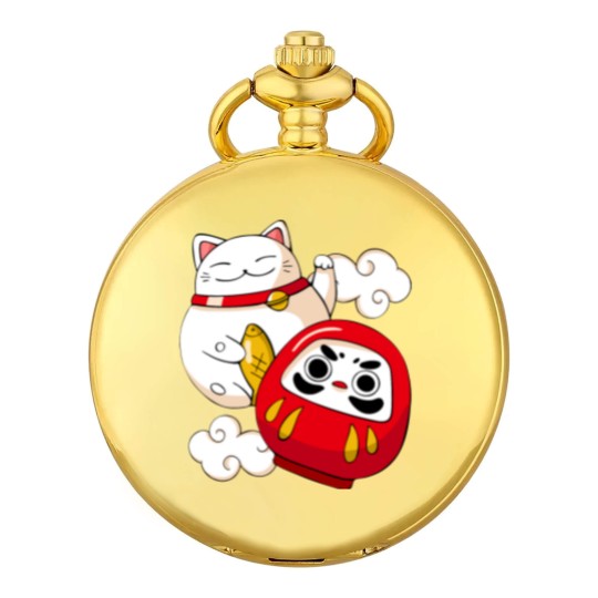 Discover Maneki Neko Lucky Cat Japanese Daruma Doll Kawaii Pocket Watches
