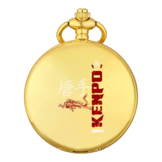 Discover vertical kenpo with chinese kanji dragon red Pocket Watches