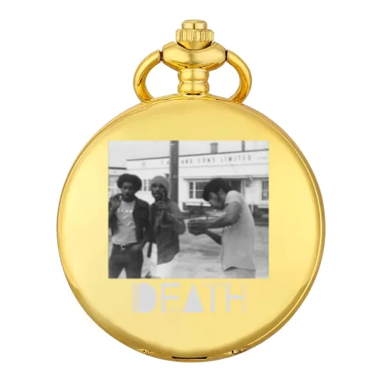 Discover Death - proto-punk band from Detroit White Letters Logo Pocket Watches