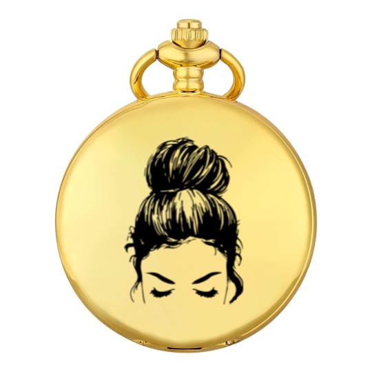 Discover Messy bun face - unisex Pocket Watches | Mom Pocket Watches | messy bun Pocket Watches