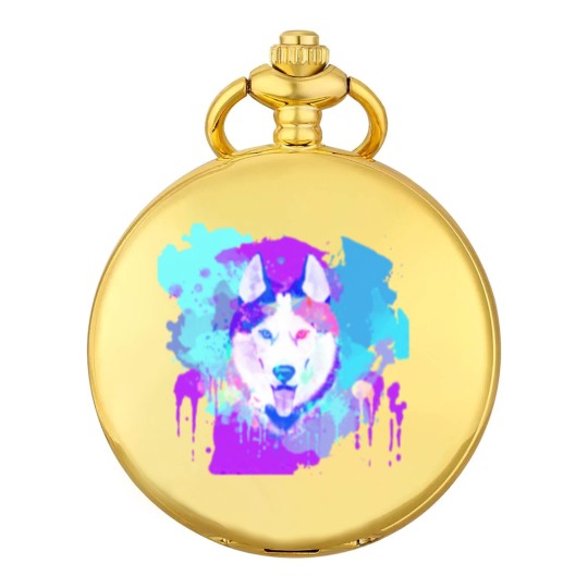Discover Husky Artwork Husky Dog Watercolor, Husky Artwork, Husky apparel, Colorful Husky Pocket Watches