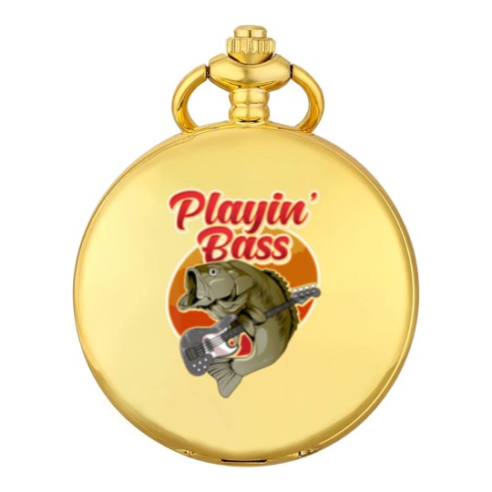 Discover funny playin' bass guitar player gift bass fish fishing Pocket Watches