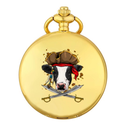 Discover Cattle Cow Pirate Cow Cattle Jolly Roger Flag Nautical Cow Lover Pocket Watches