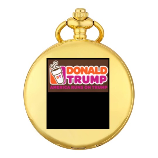 Discover America runs on Trump, Donald Trump Pocket Watches, Punny Pocket Watches, Dunkin, Coffee Pocket Watches