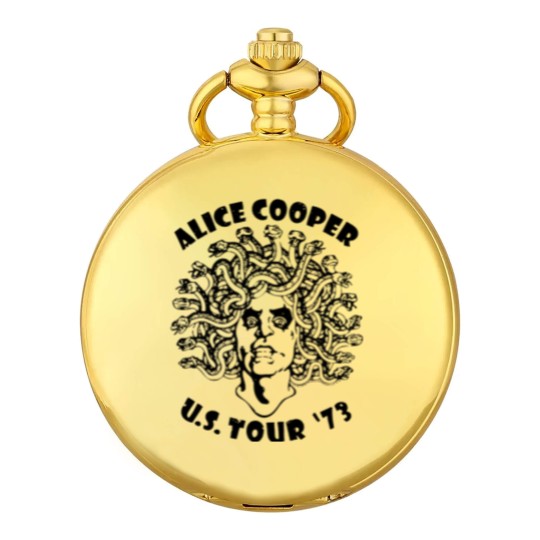 Discover Alice Cooper Men's Pocket Watches, Medusa USA Tour 1973 Cover White Graphic Pocket Watches