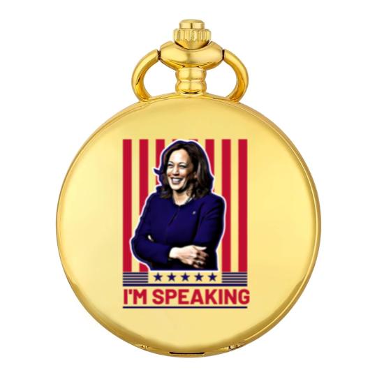 Discover Harris Kamala I'm Speaking Pocket Watches, Madam President Pocket Watches, Kamala Rally Pocket Watches, Presidential Election 2024 Pocket Watches