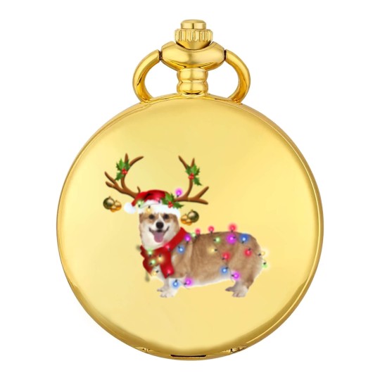 Discover Christmas Corgi Reindeer Pocket Watches, Santa's Hat Corgi Pocket Watches