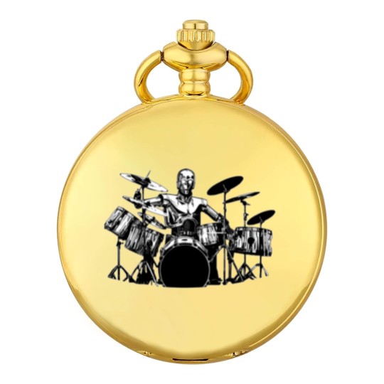 Discover C3PO Drum Pocket Watches Robot Playing Cool Drum Kit Pocket Watches Funny