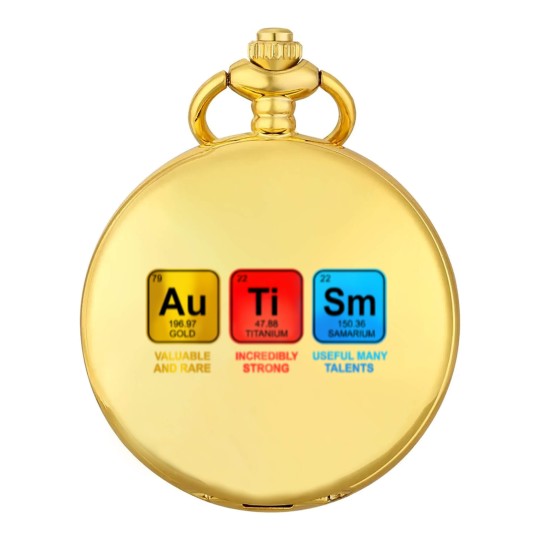 Discover Autism Awareness Women Men Kids Elements Periodic Table ASD Pocket Watches
