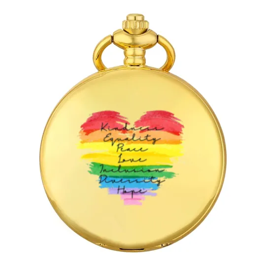 Discover Kindness Equality Peace Love Inclusion Diversity Hope Pocket Watches, LGBT Rainbow Pocket Watches