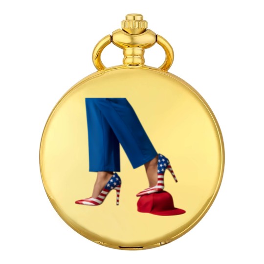 Discover Kamala Harris Pocket Watches, Kamala Harris With High Heels Stepping On Red Hat