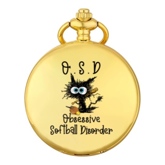 Discover Funny Black Cat Softball - O.S.D Obsessive Softbal Pocket Watches