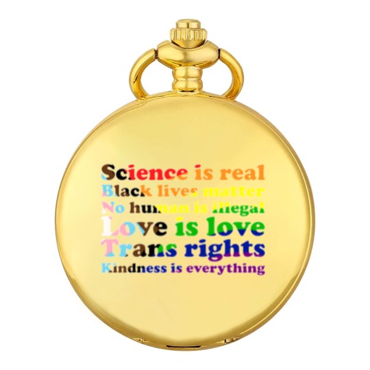 Discover Progress Pride Flag Science is real Black lives matter Love is love Pocket Watches