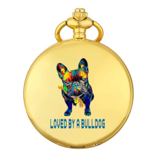 Discover French Bulldog Pet Mens Loved by a bulldog French Bulldog Funny Sayings Pocket Watches