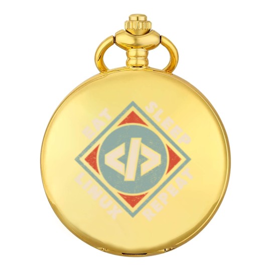 Discover Linux - Eat Sleep Linux Repeat Pocket Watches