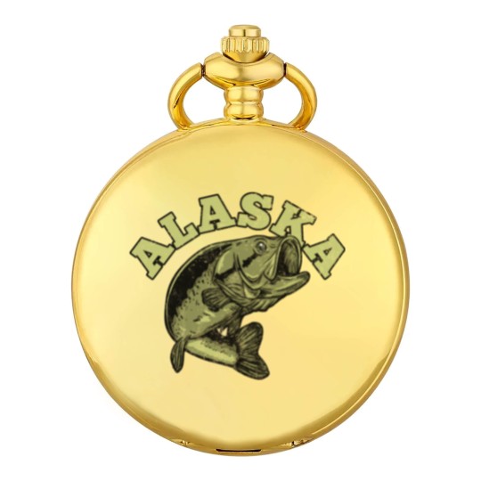 Discover Alaska USA State Travel Souvenir Funny Fishing Pocket Watches