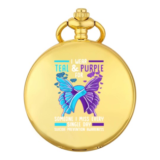 Discover Teal And Purple Ribbon Suicide Prevention Awarenes Pocket Watches