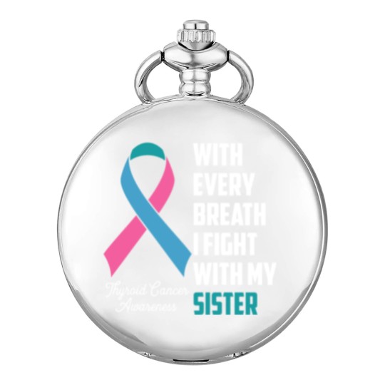 Discover Sister Thyroid Cancer Awareness Blue Pink Teal Rib Pocket Watches